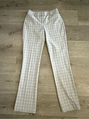 Women's Light Gray Plaid Dress Pants